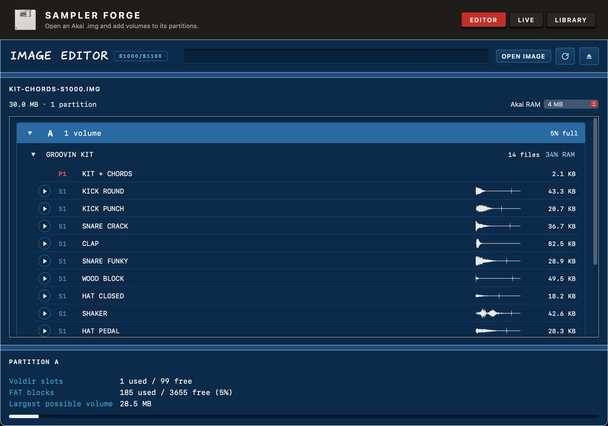 Sampler Forge image editor screen